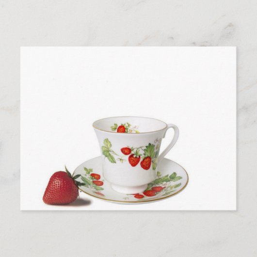 StrawBerry Tea Cup en schotel Briefkaart (Voorkant)