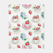  Strawberry Teacup Bloemenpatroon Fleece Deken (Voorkant)