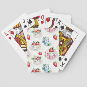 Strawberry Teacup Bloemenpatroon Pokerkaarten