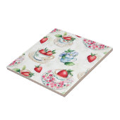  Strawberry Teacup Bloemenpatroon Tegeltje (Zijkant)