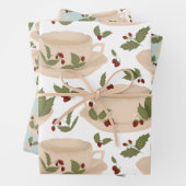 Strawberry Teacup Gift Wrap Inpakpapier Vel (In situ)