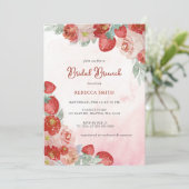 Strawberry Thema Bruids Brunch Party Kaart (Staand voorkant)