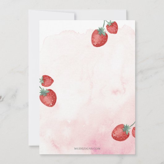 Strawberry Thema Bruids Brunch Party Kaart (Achterkant)