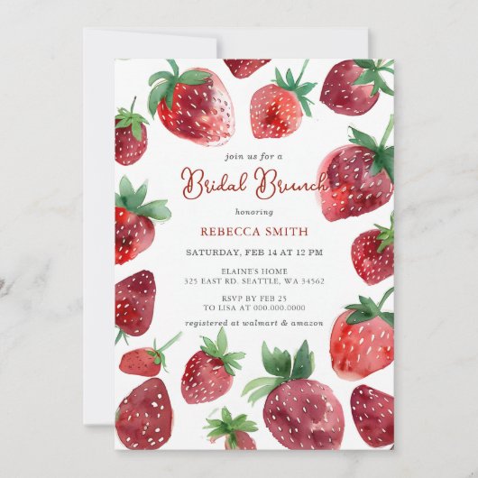 Strawberry Thema Bruids Brunch Party Kaart (Voorkant)