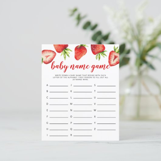 Strawberry Theme Baby Name Shower Game (Staand voorkant)