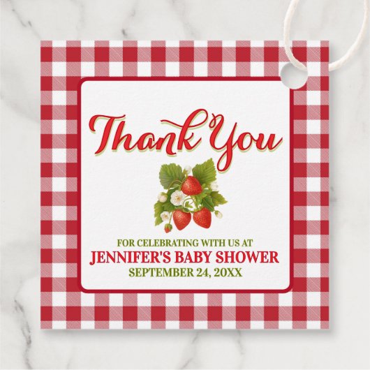 Strawberry Theme Baby shower Bedankt Bedankjes Labels (Achterkant)