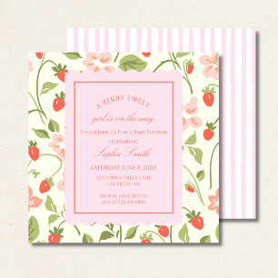 Strawberry Theme Baby shower Square Kaart