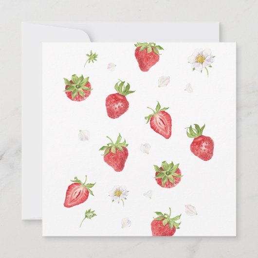 Strawberry Theme Berry First Birthday Square Kaart (Achterkant)