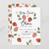 Strawberry Theme Girl Birthday Party Briefkaart (Voorkant / Achterkant)