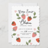 Strawberry Theme Girl Birthday Party Kaart (Voorkant)