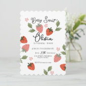 Strawberry Theme Girl Birthday Party Kaart (Staand voorkant)