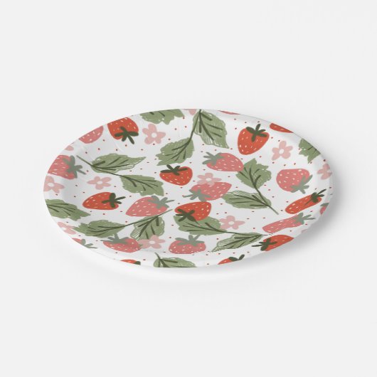 Strawberry Theme Girl Birthday Party Papieren Bordje (Gekanteld)