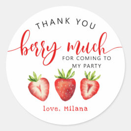 Strawberry Theme Girl Birthday Party Ronde Sticker