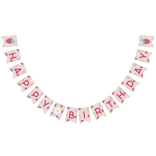 Strawberry Themed Happy Birthday Bunting Banner (Alle)