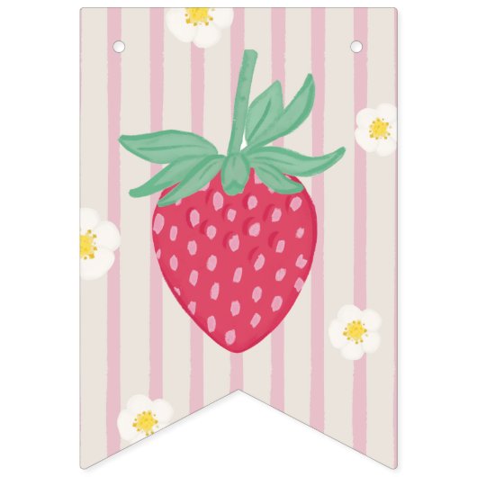 Strawberry Themed Happy Birthday Bunting Banner (Eerste vlag)