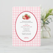 Strawberry themed-Spring Baby Girl Shower Kaart (Staand voorkant)