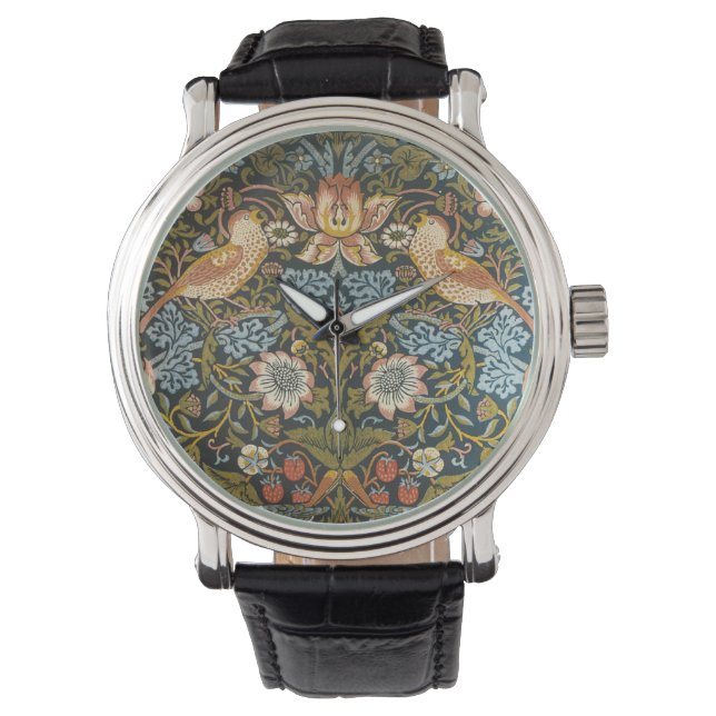 Strawberry Theven William Morris Antiek Pattern Horloge (Voorkant)