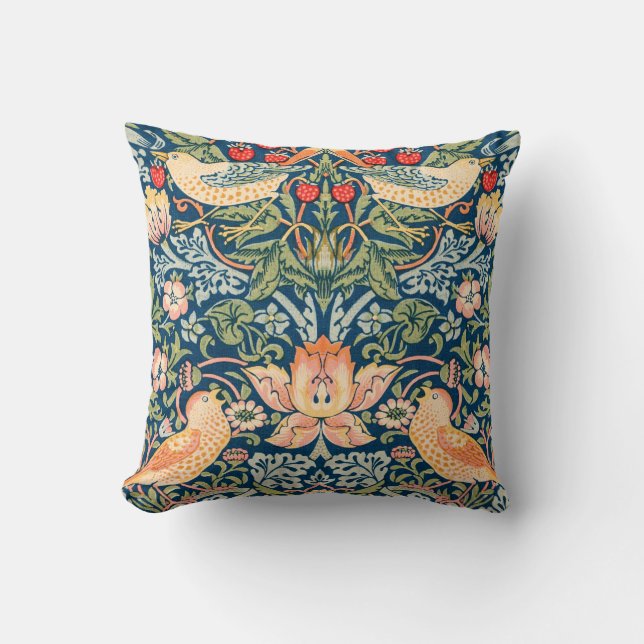 Strawberry Thief Artistic William Morris Pillow Kussen (Voorkant)