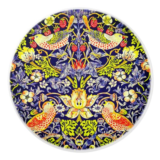Strawberry Thief Birds William Morris Keramische Knop (Voorkant)