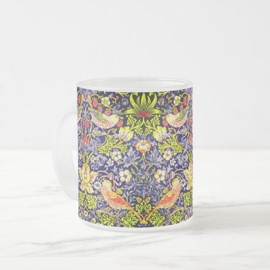 Strawberry Thief Birds William Morris Matglas Koffiemok (Voorkant links)