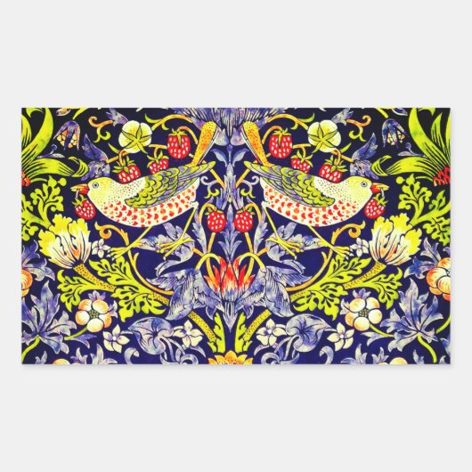 Strawberry Thief Birds William Morris Rechthoekige Sticker (Voorkant)