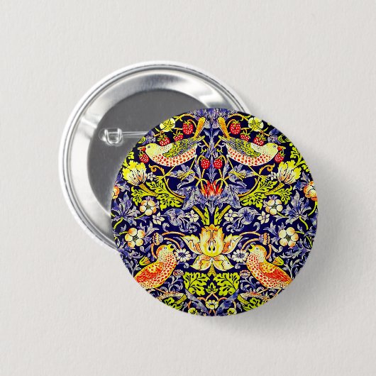 Strawberry Thief Birds William Morris Ronde Button 5,7 Cm (Voorkant /achterkant)