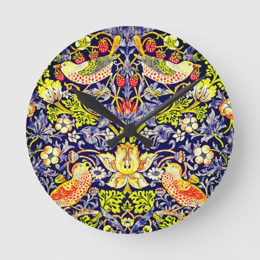 Strawberry Thief Birds William Morris Ronde Klok (Voorkant)