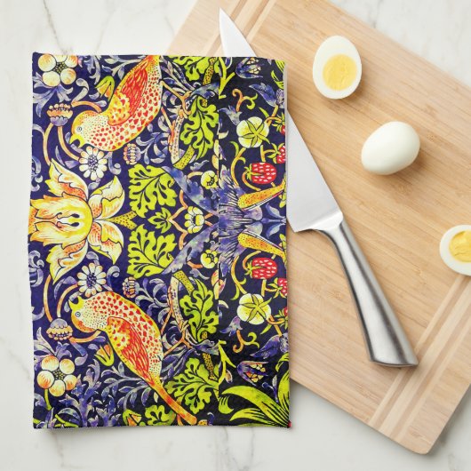 Strawberry Thief Birds William Morris Theedoek (Quarter Fold)