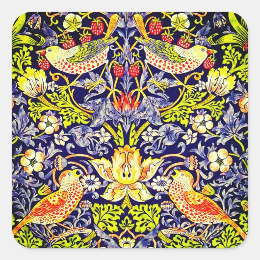 Strawberry Thief Birds William Morris Vierkante Sticker (Voorkant)