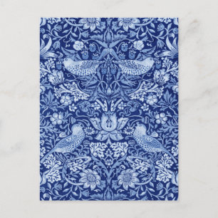 Strawberry Thief Blue Monotone, William Morris Briefkaart