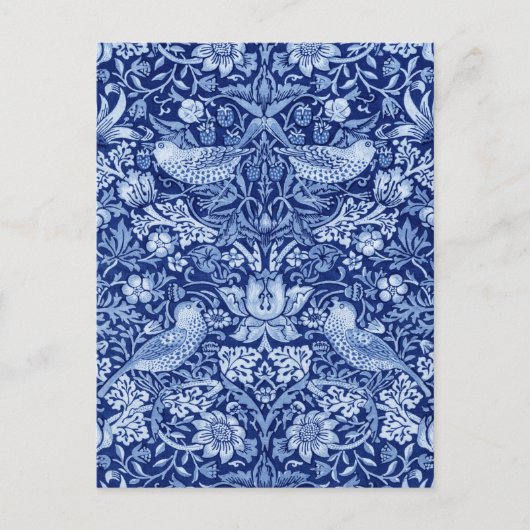 Strawberry Thief Blue Monotone, William Morris Briefkaart (Voorkant)