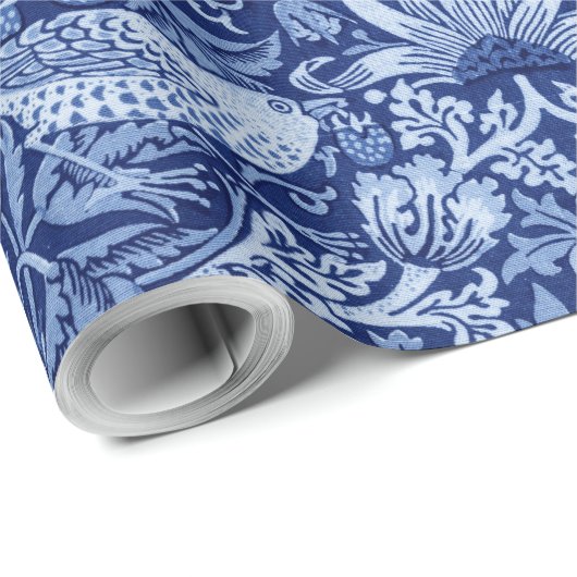 Strawberry Thief Blue Monotone, William Morris Cadeaupapier (Rol Hoek)