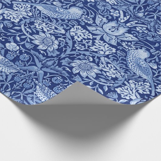 Strawberry Thief Blue Monotone, William Morris Cadeaupapier (Hoek)