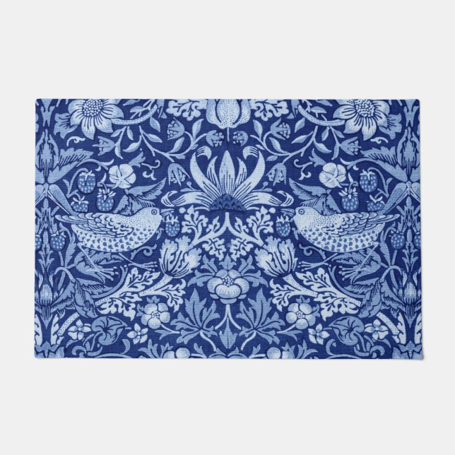 Strawberry Thief Blue Monotone, William Morris Deurmat (Voorkant)