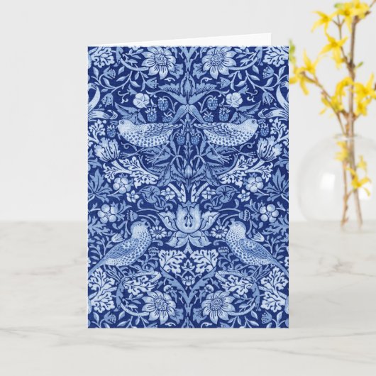 Strawberry Thief Blue Monotone, William Morris Kaart (Gele Bloem)