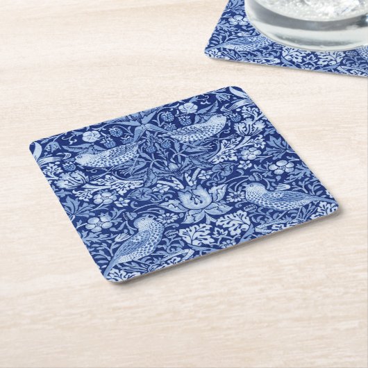 Strawberry Thief Blue Monotone, William Morris Kartonnen Onderzetters (Schuin)