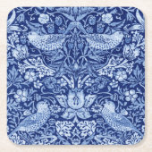 Strawberry Thief Blue Monotone, William Morris Kartonnen Onderzetters (Voorkant)