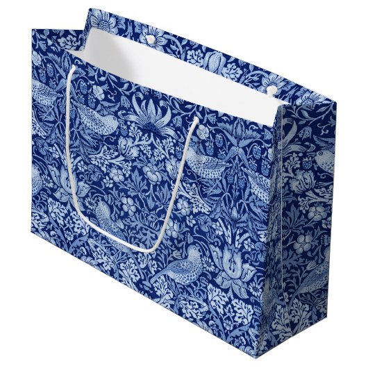 Strawberry Thief Blue Monotone, William Morris Lar Groot Cadeauzakje (Voorkant Gekanteld)