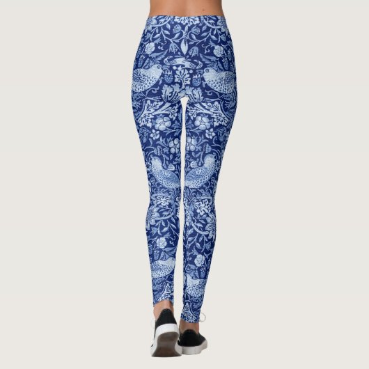 Strawberry Thief Blue Monotone, William Morris Leggings (Achterkant)