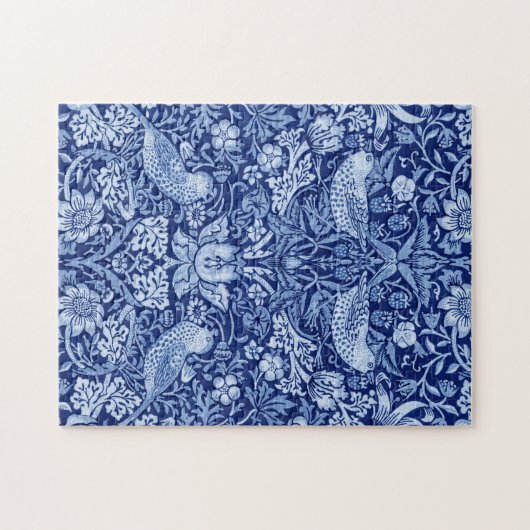 Strawberry Thief Blue Monotone, William Morris Legpuzzel (Horizontaal)