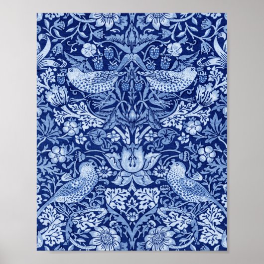 Strawberry Thief Blue Monotone, William Morris Poster (Voorkant)