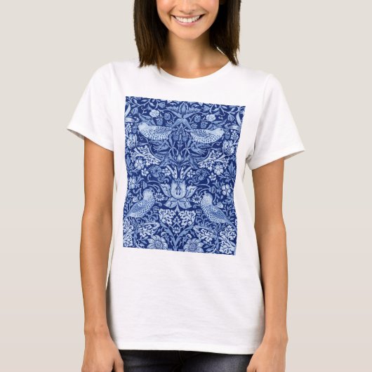 Strawberry Thief Blue Monotone, William Morris T-shirt (Voorkant)