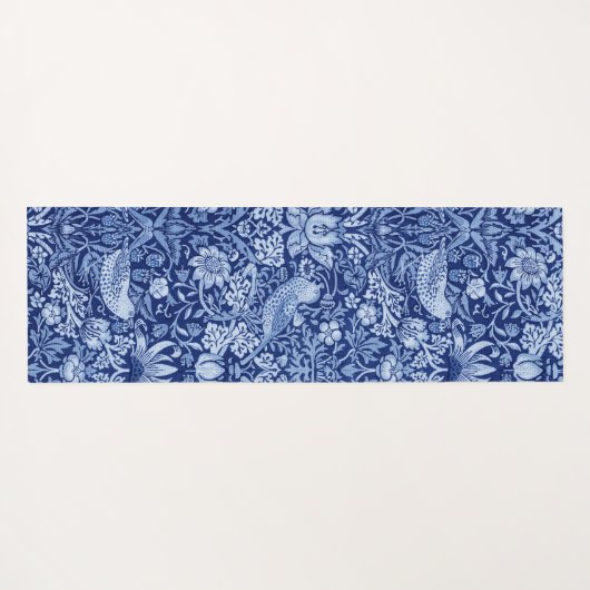 Strawberry Thief Blue Monotone, William Morris Yogamat (Achterkant (horizontaal))