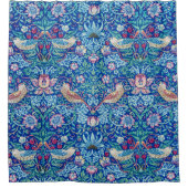 Strawberry Thief Blue, William Morris Douchegordijn (Voorkant)