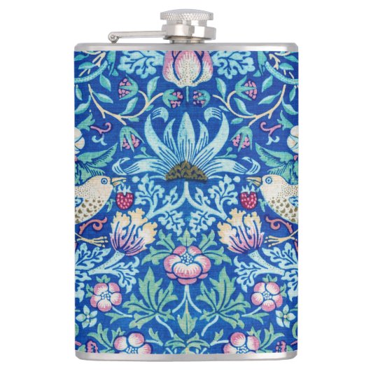 Strawberry Thief Blue, William Morris Flask Heupfles (Voorkant)