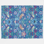 Strawberry Thief Blue, William Morris Fleece Blank Deken (Voorkant (Horizontaal))