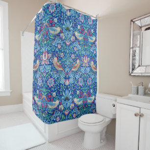 Strawberry Thief Blue, William Morris Shower Curta Douchegordijn