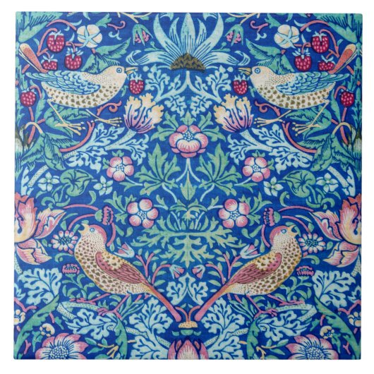 Strawberry Thief Blue, William Morris Tegeltje (Voorkant)