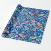 Strawberry Thief Blue, William Morris Wrapping Pap Cadeaupapier (Uitgerold)