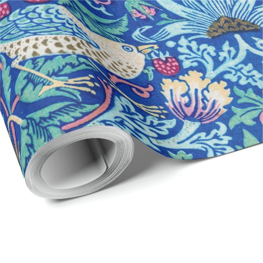 Strawberry Thief Blue, William Morris Wrapping Pap Cadeaupapier (Rol Hoek)
